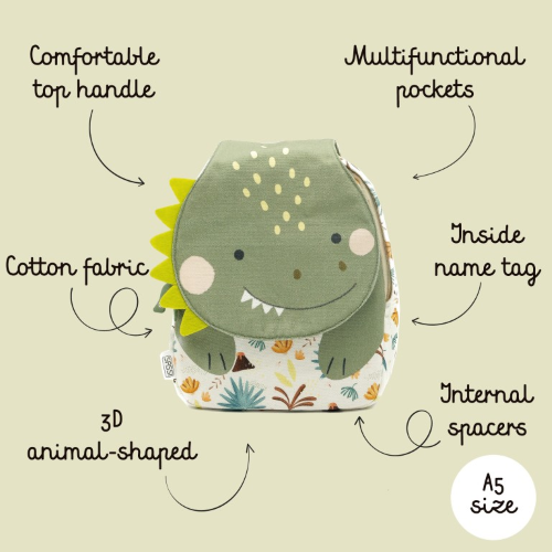 Zaino mini A5 - Dinosauro Cracky - Capriccio Baby