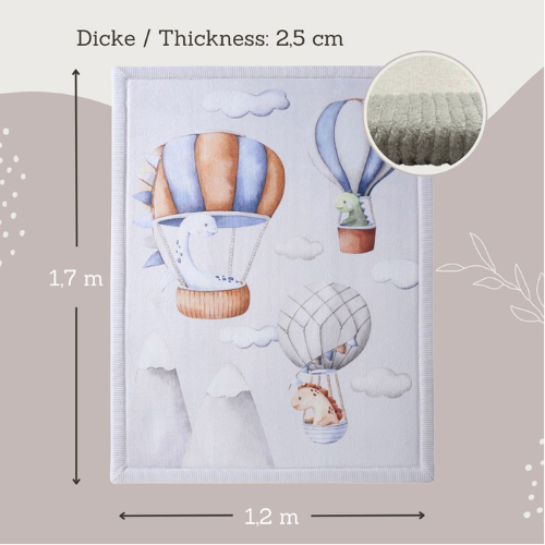 Tappeto Cloud Dinosaur Balloons 170 x 120 cm - Capriccio Baby