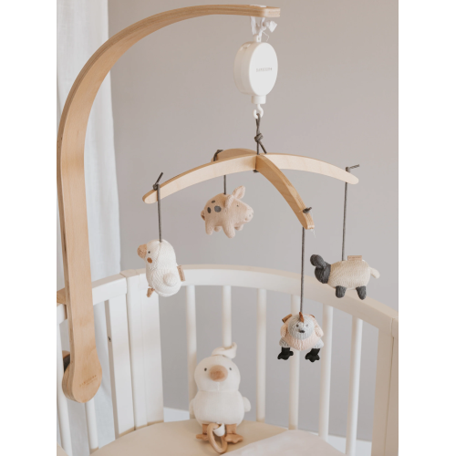 Giostrina in legno con Giochini a maglia di bambù - Capriccio Baby