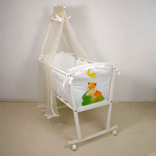 BABY Culla in Legno con Dondoli e Tessile